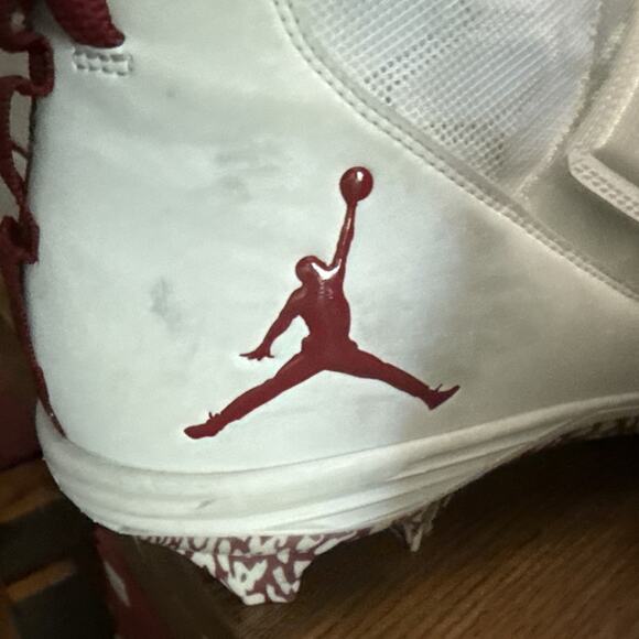 Size 18 Jordan Force Cleat Cv1665-100 Oklahoma University OU“Sample” Pair - Picture 8 of 9